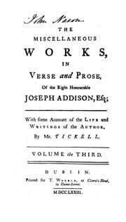 Tapa de The Miscellaneous Works: In Verse and Prose, of the Right Honourable Joseph Addison, Esq; in ..