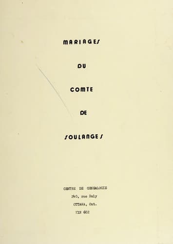 Tapa de Mariages du comté de Soulanges