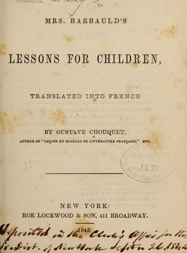 Tapa de Mrs. Barbauld's lessons for children