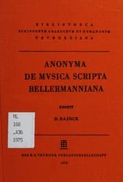 Tapa de Anonyma de musica scripta Bellermanniana