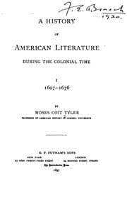 Tapa de A history of American literature during the colonial time ..