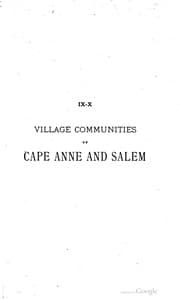 Tapa de Village communities of Cape Anne and Salem, from the historical collections of the Essex institute