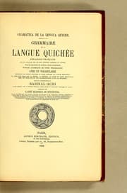 Tapa de Grammaire de la langue quiché