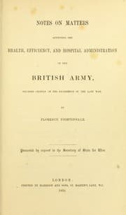 Tapa de Notes on matters affecting the health, efficiency, and hospital administration of the British Army