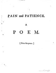 Tapa de Pain and patience. A poem. By R. Dodsley