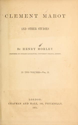 Tapa de Clement Marot and other studies