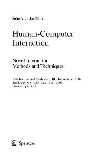 Tapa de Human-Computer Interaction. Novel Interaction Methods and Techniques