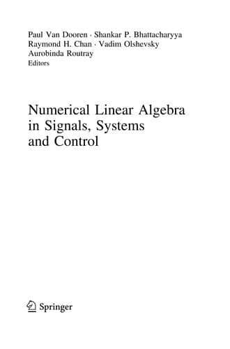 Tapa de Numerical Linear Algebra in Signals, Systems and Control