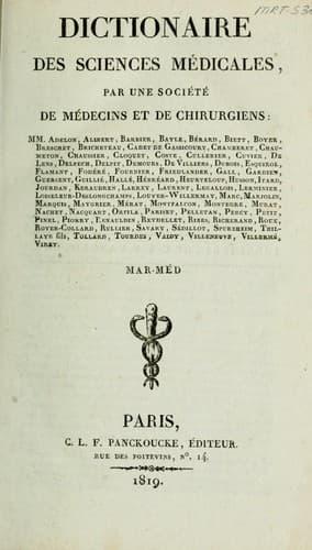 Tapa de Dictionnaire des sciences médicales