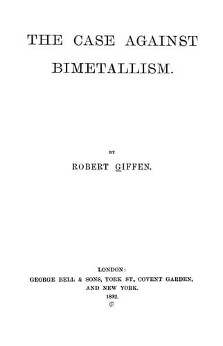 Tapa de The case against bimetallism