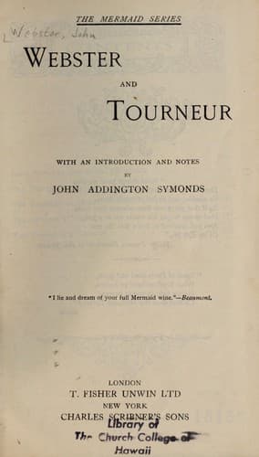 Tapa de Webster and tourneur