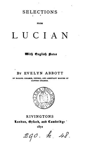 Tapa de Selections from Lucian, with Engl. notes by E. Abbott