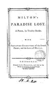 Tapa de Milton's Paradise lost, a poem. With prefatory characters of the several pieces; and the life of ..