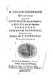 Tapa de M. Tullii Ciceronis opuscula. Præfigitur ejusdem M.T. Ciceronis vita literaria